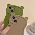 thumbnail image 2 of Designed for iPhone Case,Cute Cat Ear Water Wave Frame Candy Color Shockproof Protective Cover Phone Case (iPhone 14 Pro,Brown), 2 of 6