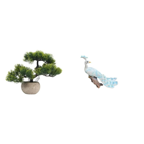 Árbol Bonsái Artificial, Escultura De Pavo Real, Colección De Vegetación, Figurita De Planta Artificial, Adorno Decorativo, Artesanía, Estatua, Centro De Mesa Para El Hogar Y El Jardín.