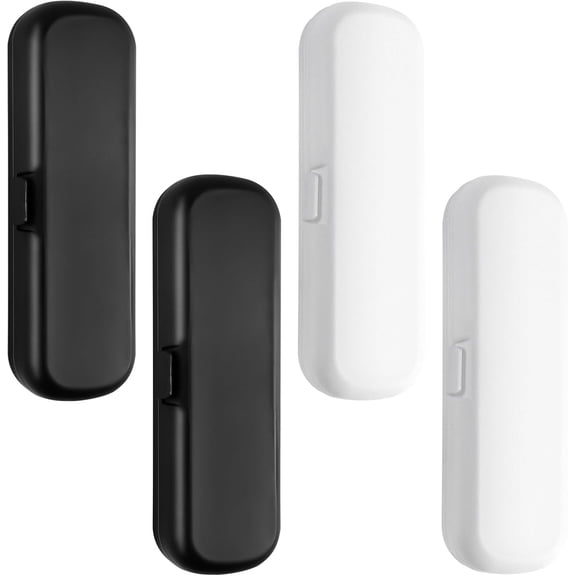 4 Pcs Electric Toothbrush Travel Case,Plastic Toothbrush Carrying Case Holder,Portable Travel Toothbrush Holder Container Compatible with Oral B Pro, Sonicare & Other Toothbrush(Black & White)