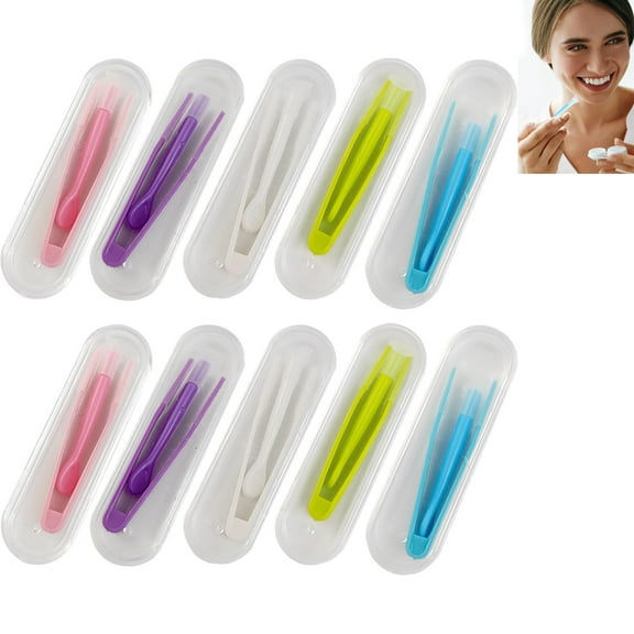 Tutuviw 10Pcs Colorful Contact Lens Remover and Inserter Tool Case Set,Portable Contact Tweezers with Soft Tip,Contact Applicator for Soft Hard Contact Lense,Contact Lens User Practical Tools