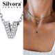 thumbnail image 2 of Silvora mujer plata esterlina inicial collar con chispeante circonita cúbica, letra V colgante collar para niñas adolescentes encanto joyería de cumpleaños, 2 of 8