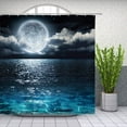 thumbnail image 3 of JOOCAR Full Moon Ocean Clouds Star Sky Dreamy Navy shower Curtain Polyester 72 x 72 inch with Hooks, 3 of 7