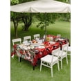 thumbnail image 3 of Outdoor Tablecloth with Umbrella Hole and Zipper, Christmas Red Check Rectangle Table Cloth 60x120 Inch Waterproof Tablecloth, Poinsettia Xmas Flower Snowflake Berry Picnic Table Cover for Patio, 3 of 7