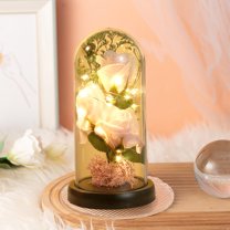 YIMWNYI LED Plastic Rose with Wooden Base, Colorful Galaxy Rose, Perfect Gift for Valentine's Day, Wedding, Anniversary, Birthday, Mother's Day