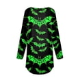 thumbnail image 4 of JULMCOMO Halloween Shirts for Women Funny Pumpkin Bat Castle Print Round Neck Long Sleeve Shirts Halloween Costume Holiday Tunic Tops Dark Green 3XL, 4 of 5