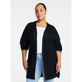 thumbnail image 2 of Time and Tru Women's Open Front Cardigan Sweater with Long Sleeves, Sizes XS-XXXL, 2 of 6