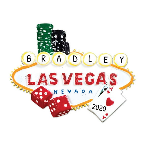 Personalized Las Vegas Christmas Ornament - Las Vegas Ornaments for Christmas Tree, Las Vegas Souvenirs and Gifts, Poker Ornament, Card Game Ornament, Plaza Hotel Las Vegas - Free Customization