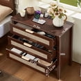 thumbnail image 2 of 2 Pcs Leyaoyao 3-Drawer Storage Nightstand with Charging Station, 31.5" Wide Rattan Bedside Table, Boho Storage Cabinet with Shelf for Bedroom, Living Room, Walnut, 2 of 7