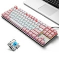 thumbnail image 1 of iBlancod K87 87 Keys Wired Mechanical Keyboard Metal Panel Two-color Injection Keycap 20 Light Effects Pink&White(Blue Switches), 1 of 8