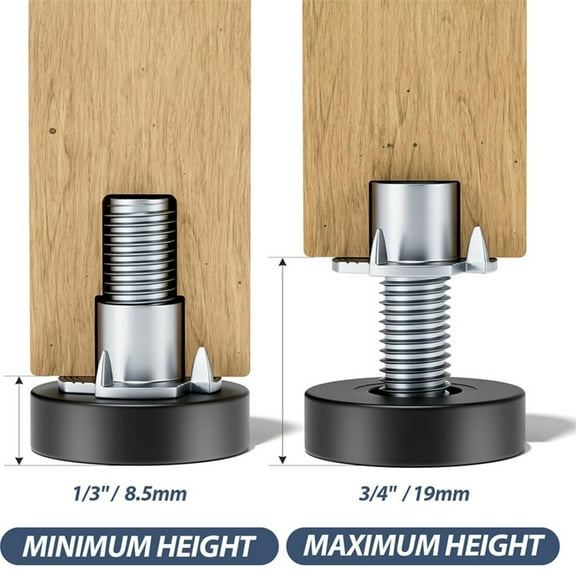 8Pcs Anti-Slip Adjustable Levelers Feet Screw In Thread Furniture Feet Levelers