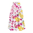 thumbnail image 4 of Women’s Floral Print Midi Skirt with Pockets A-Line High Waist Elastic Waistband Lightweight Casual Skirt for Summer Red M, 4 of 5