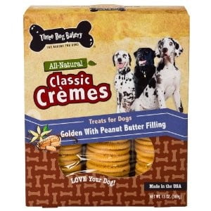 Three Dog Bakery Classic Cremes Vanilla and Peanut Butter Limited Ingredient Dry Dog Treat, 13