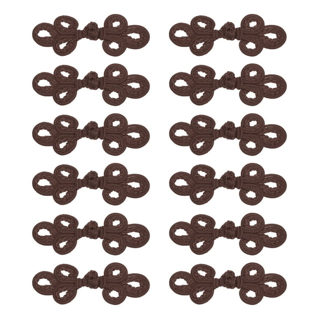 Uxcell 12Pcs Botones de rana de nudos chinos marrón oscuro Botones de costura