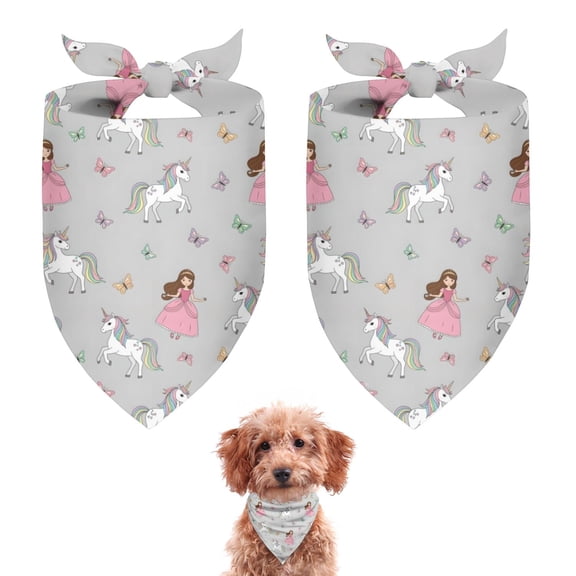 Dog Bandana 2 Pack,Princess Unicorn Butterfly Pattern Bandanas for Dogs,Cat Bandana,Small/ Large Dog Bandana 2 Size,Dog Bandanas