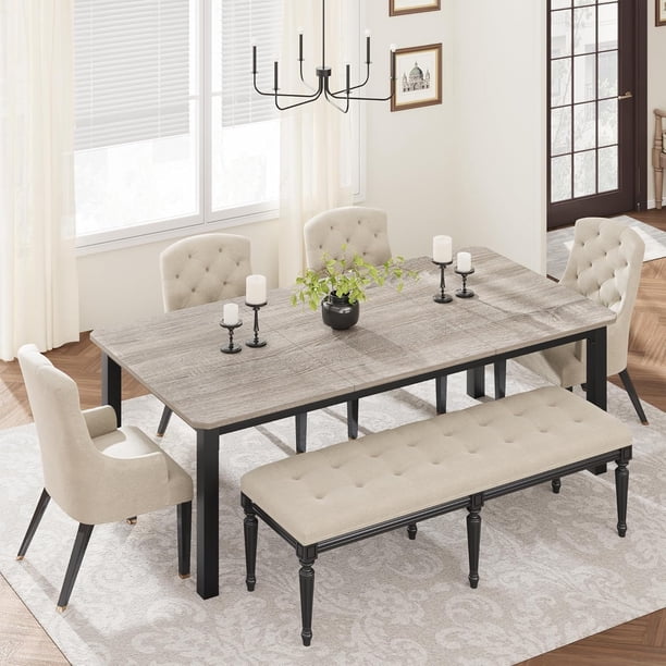 78.7-pulgada long rectangular dining mesa para 6 - 8, industrial style, sturdy metal frame - only mesa, ideal para para kitchen o sala de estar, indoor restaurant use too