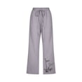 thumbnail image 5 of Mrat Dressy Pants for Women Fashion Cotton Linen Pants for Womens Casual Loose Pants Straight Wide Leg Trousers with Pocket Drawstring Workout Sweatpants S-2 Gray XL, 5 of 5