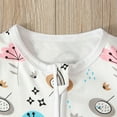 thumbnail image 4 of Honeeladyy Toddler Baby Boys Girls Long Sleeve Print Zipper Romper jumpsuit White, 4 of 9