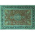 thumbnail image 1 of Ahgly Company Machine Washable Indoor Rectangle Medallion Turquoise Blue Traditional Area Rugs, 2' x 5', 1 of 4