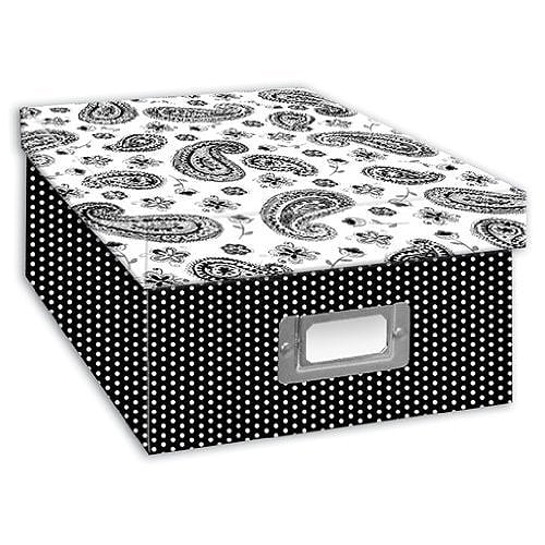 Pioneer Photo Storage Box B&W Damask Holds Up to 4X7 4x6 Refill Cards 