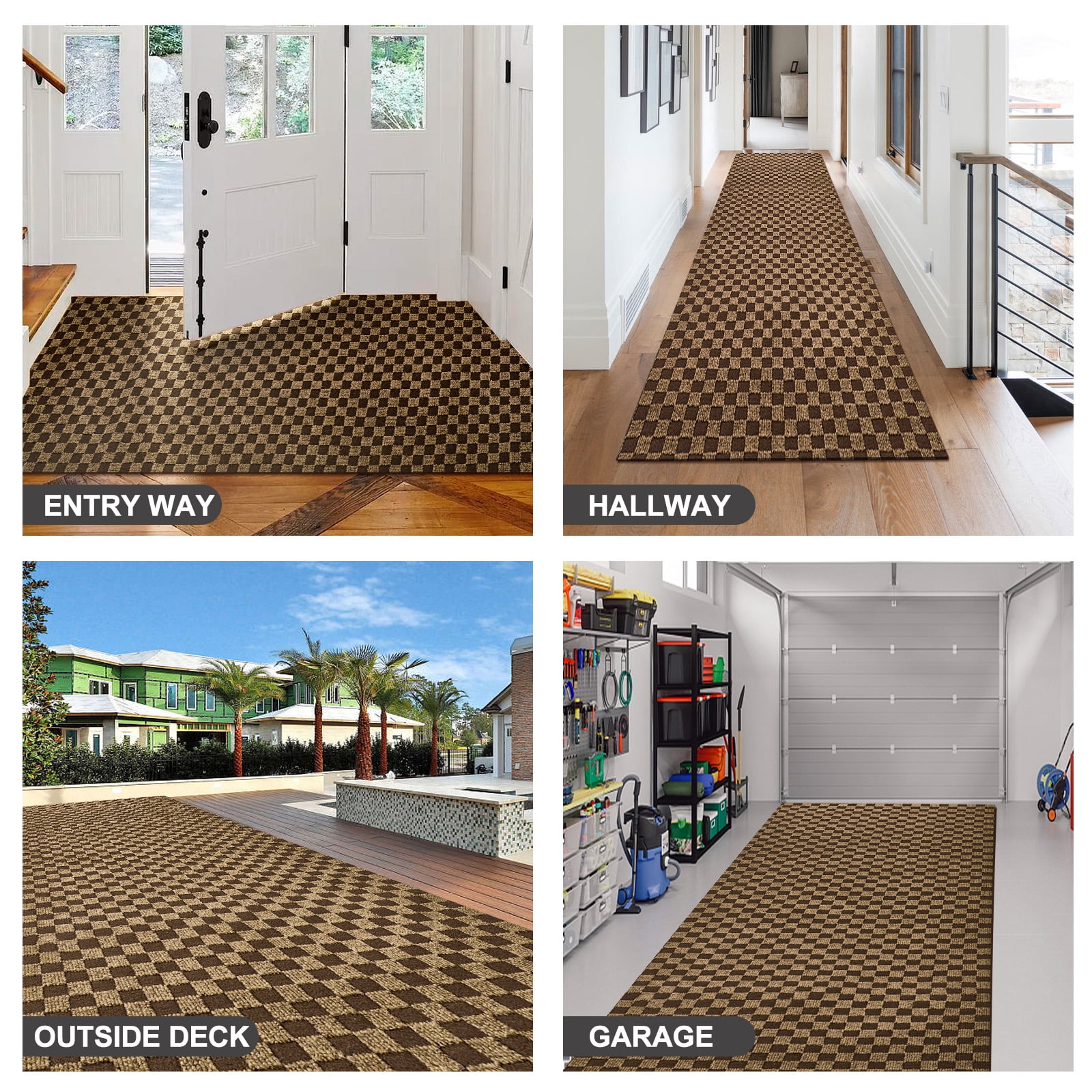 ANTPOP 3' x 6' Runner Rugs with Rubber Backing Outdoor Indoor Utility Non Slip Carpet for Hallway Custom Size Area Mat for Entryway Balcony Patio Kitchen Garage Stair Laundry