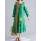 thumbnail image 4 of Vestido bohemio a rayas vintage para mujer, vestido midi holgado con bolsillo de manga larga y CACAGOO Vestido de lino de algodón, 4 of 7