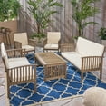 thumbnail image 2 of Noble House Carolina Outdoor 5-Piece Acacia Wood Sofa Set Gray and Cream, 2 of 7
