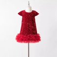 thumbnail image 3 of Hotiary Toddler Baby Girl Glitter Sequin Dress Kids Sparkly Fancy Ruffle Short Sleeve Holiday Festival Tulle Dress Children Birthday Party Princess Dress Red for 2-8Y, 3 of 8