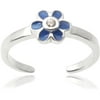 Women's CZ Sterling Silver Flower Toe Ring