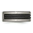 thumbnail image 3 of Chisel Titanium Brushed and Polished Black IP-plated Cable 1/20 Carat Diamond 10mm Band, 3 of 8