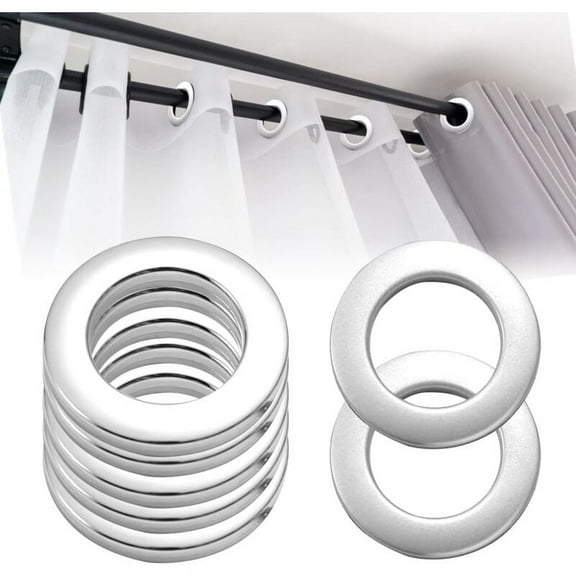 50 Pieces Plastic Clip-on Curtain Eyelets Detachable Interior Curtain Eyelet Rings 33mm for Window Curtain Shower Cloakroom Door (Silver)