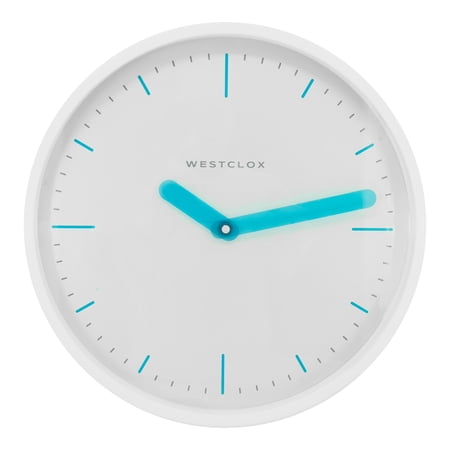 Westclox 14 Contemporary White Wall Clock with Transparent Teal Hands
