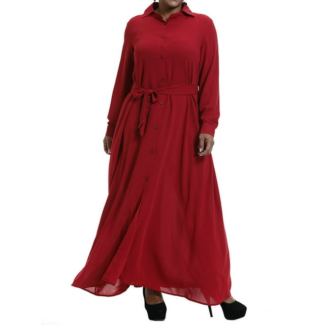 KVMeteor Robe Fendue à Manches Longues Aguichant pour Femmes Grande Taille Couleur Unie