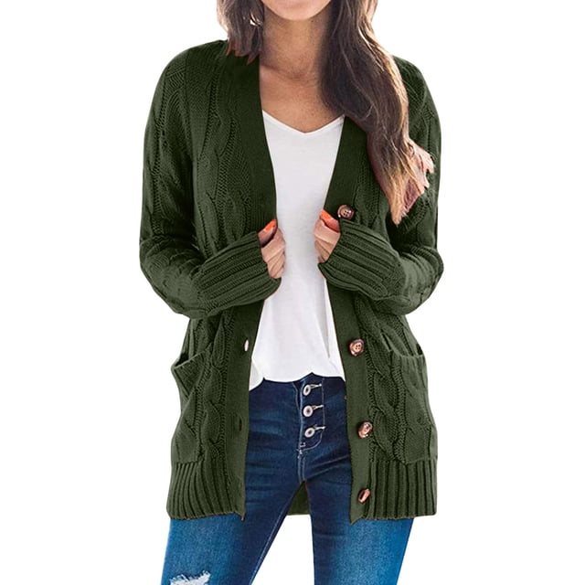 SGMVNU SGMVNU Womens Sweaters and Cardigans Open Sleeve Knit Boho Long Patchwork Coat Cardigan Pockets Front, Trendy Fall Winter Jacket Coats Army Green Size XL(Army Green, XL)