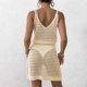 thumbnail image 2 of Mujeres Playa Humo, Nuevo Color Sólido Cuello en V Arco Corte Cubrir para el Desgaste Casual Y de Vacaciones, Vestido Ligero Estiramiento Túnica, 2 of 7
