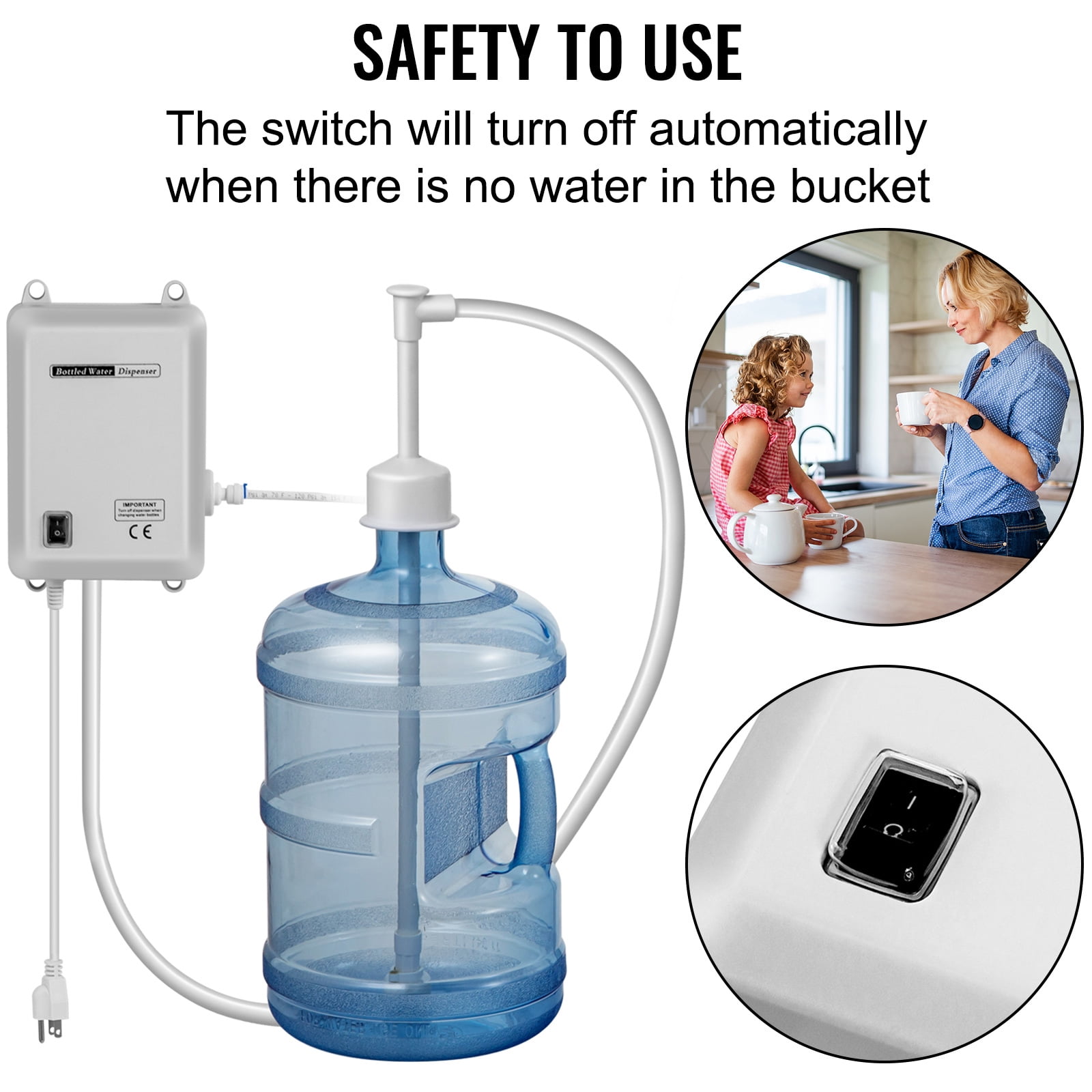 KFFKFF Bottled Water Dispenser System 20 Feet Pump System 115V AC with US Plug