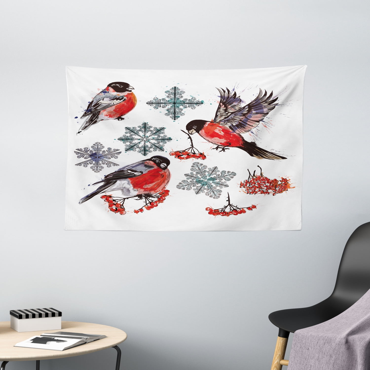 Rowan Tapestry, Christmas Collection of Bullfinch Birds Snowflakes