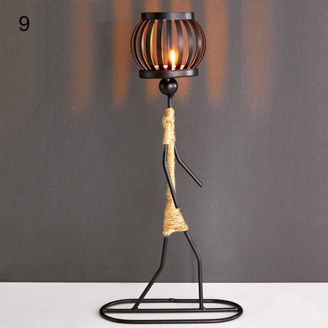 CAROOTU Metal Candle Holder Abstract Character Candlestick Decorative Handmade Candlestick Home Decor