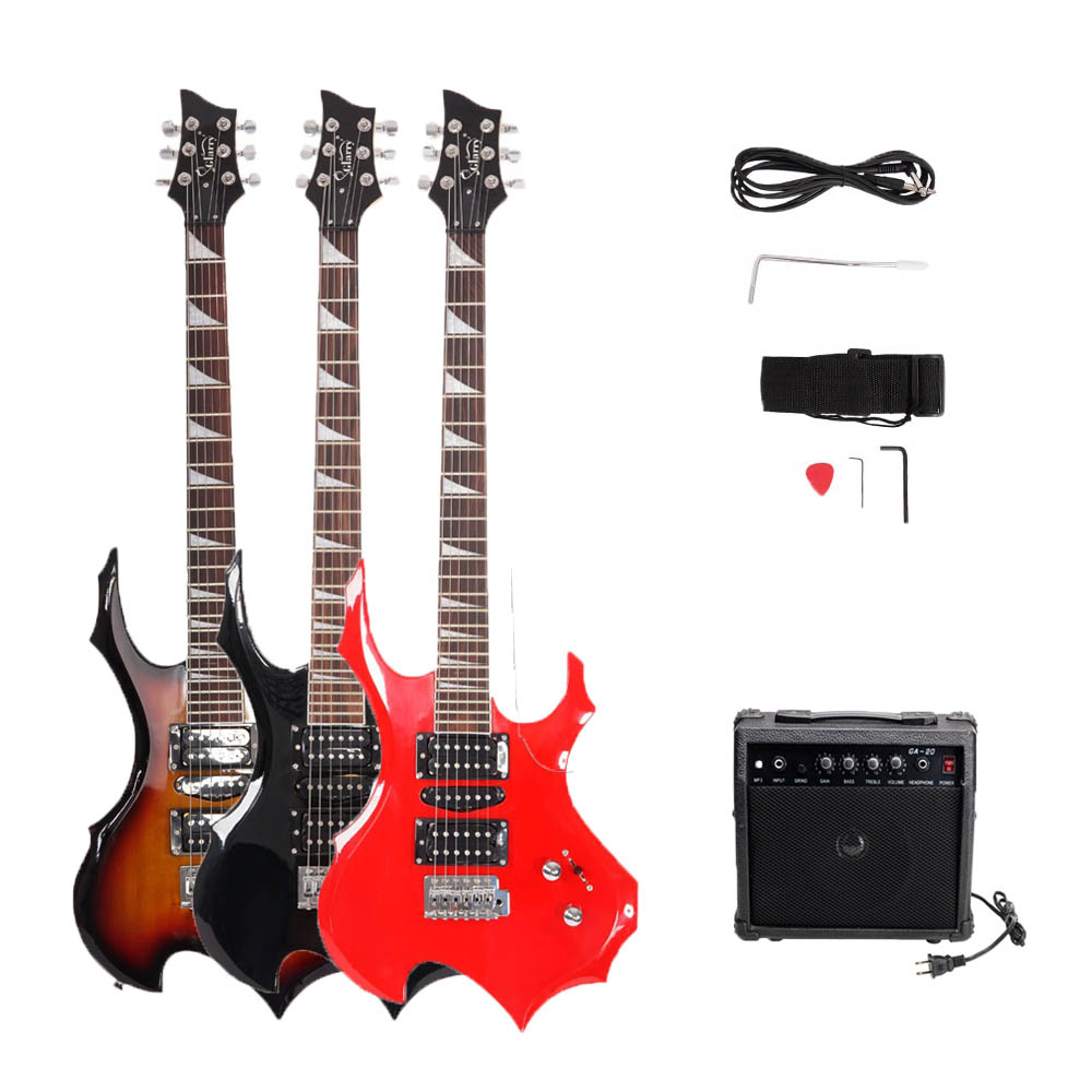 Glarry 37 inch Electronic Guitar Bundle with Amp+Strap+Plectrum, Crank