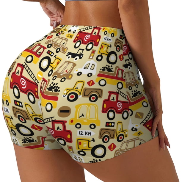 Fotbe Vehicles Shorts Sin Costuras – Shorts Deportivos de Cintura Alta para Mujer, Elásticos para Gimnasio, Yoga, Running o Ciclismo-Large