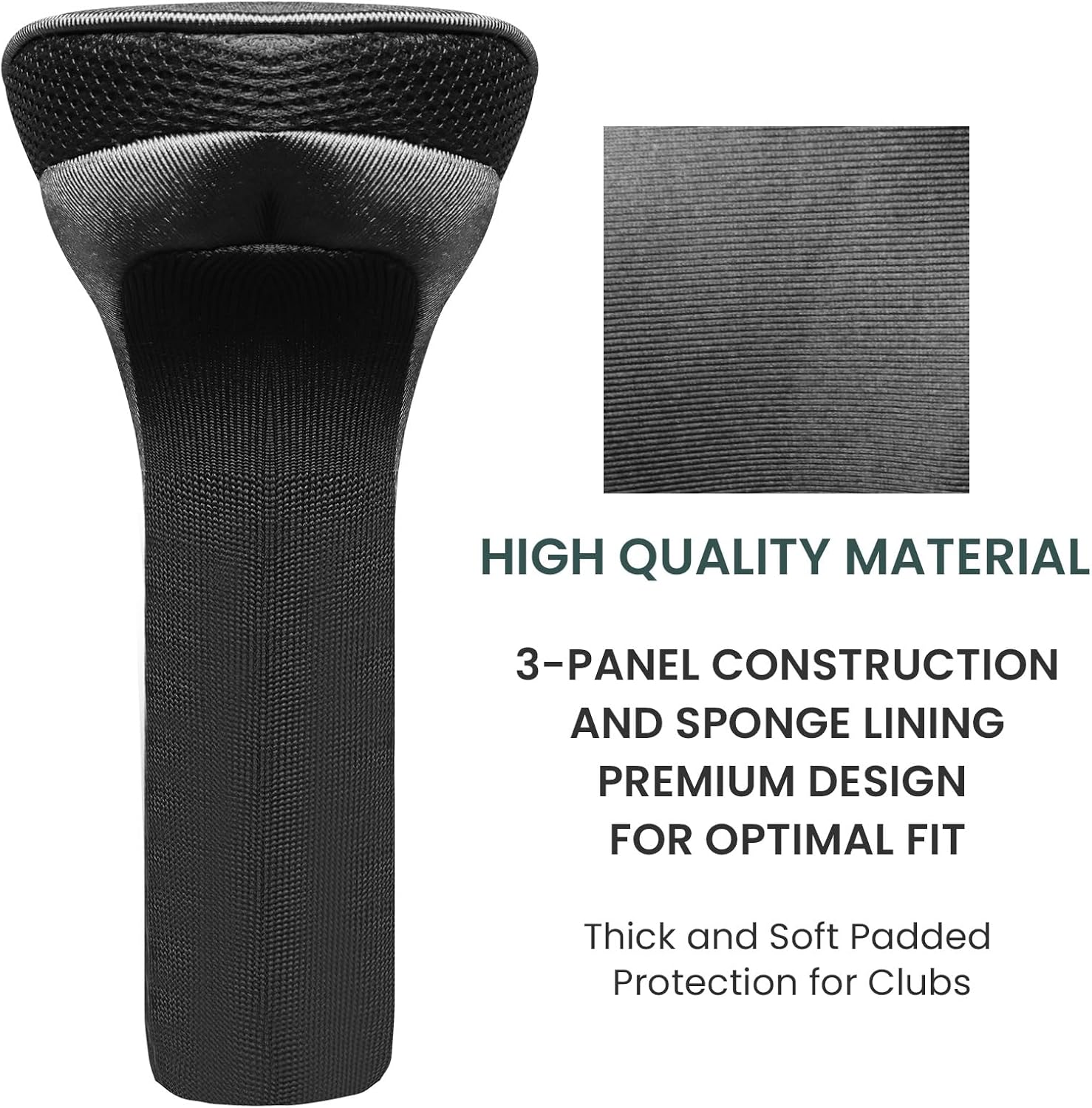 FINGER TEN Golf Club Head Covers for Woods Long Cover Driver Hybrid Fairway, Headcovers with Interchangeable No. Tag Novelty Durable Fit Woods Clubs
