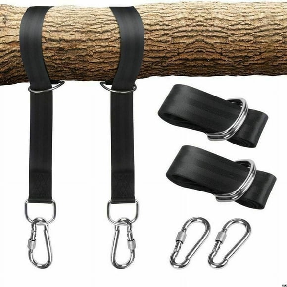 Kit de correas para columpio de árbol, con dos mosquetones de acero inoxidable, apto para colgadores de neumáticos, porches, exteriores y columpios para bebés.