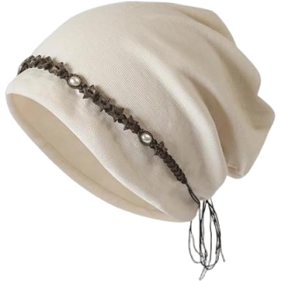 Kukuzhu Women's Slouchy Beanie Hat Retro Stars Tassel Skull Cap Y2K Stylish Beanies Bonnet Stretch Hip-Hop Headwear