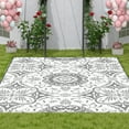 thumbnail image 7 of Outsunny Outdoor Rug & Bag, 9' x 12' Plastic Rug, Gray & White Floral, 7 of 7