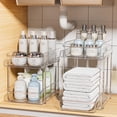 thumbnail image 6 of Delamu 2 Sets of 2-Tier Clear Under Sink Organizers and Storage, Multi-Purpose Stackable Cabinet Organizers, Pull Out Bathroom Organization and Storage with Dividers, 6 of 7