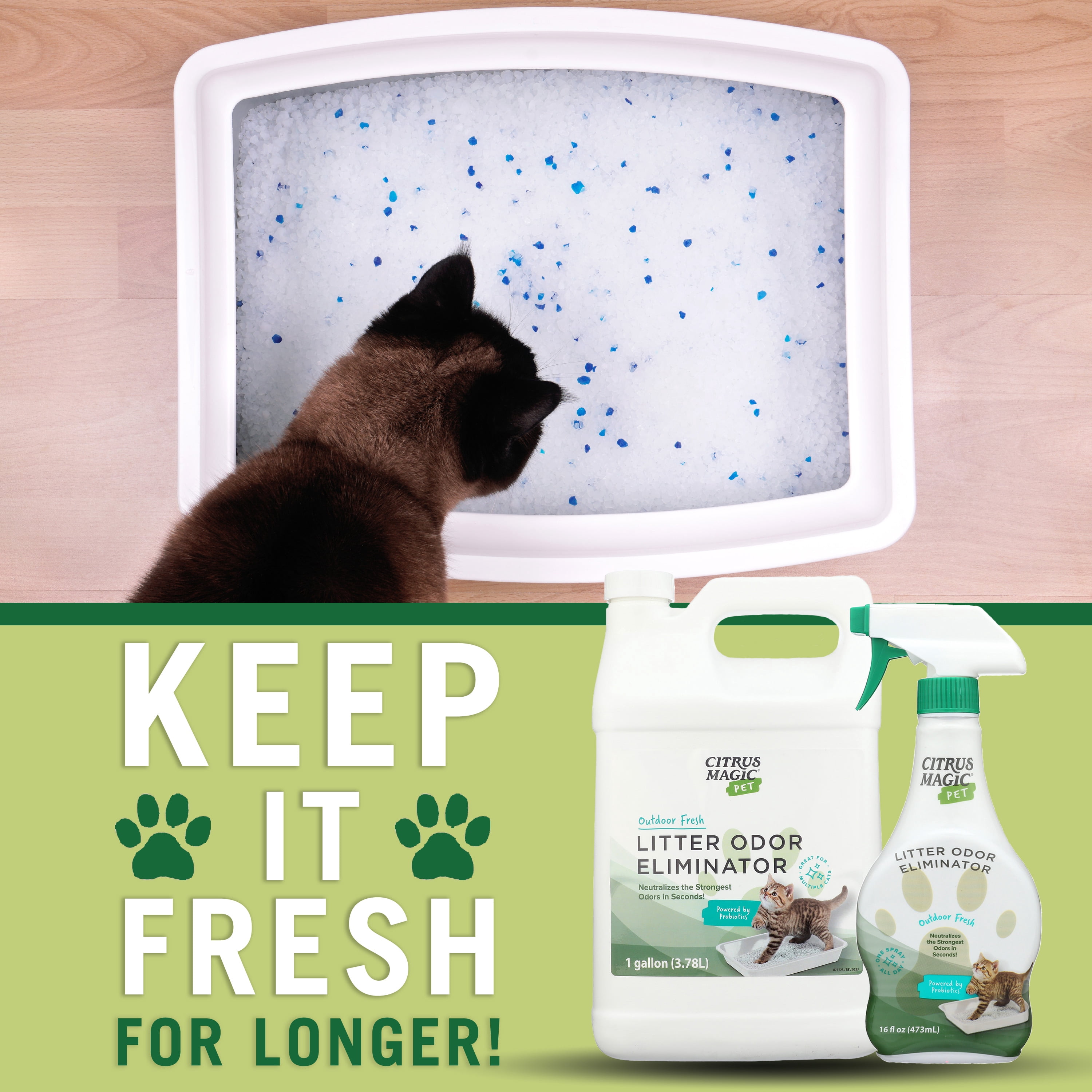 Citrus Magic Pet Probiotic Litter Odor Eliminator, Outdoor Fresh, 1-Gallon