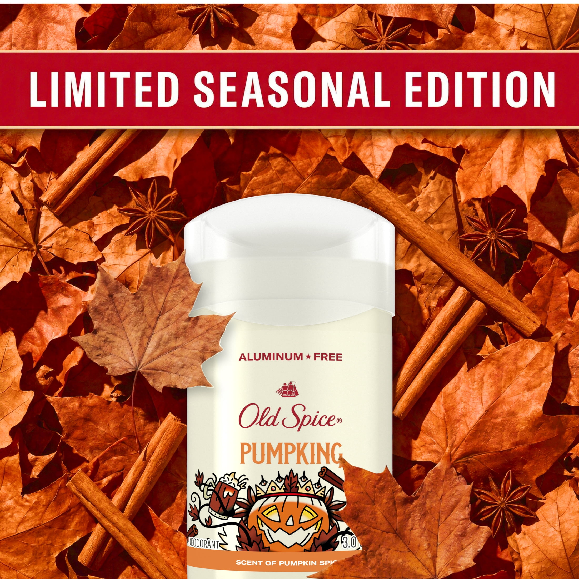 Old Spice Deodorant for Men, Aluminum Free, Limited Edition, Pumpking, Pumpkin Spice Scent,  3.0 oz