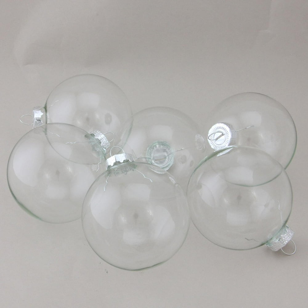 6Piece Clear Glass Ball Christmas Ornament Set 3.25" (80mm) Walmart