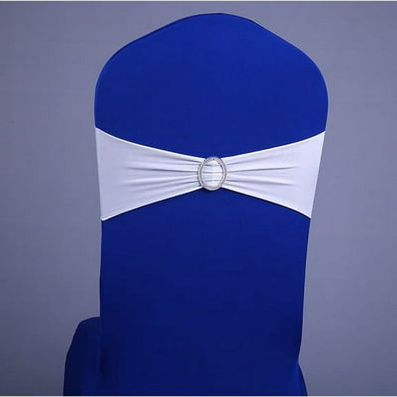 Nvzi -b 10pcs Stretch Spandex Chair Bows for Christmas Wedding Party Banquet Decoration Elastic Bulk Chair Sashes with Buckle Engagement Event Birthday Graduation Meeting(White)