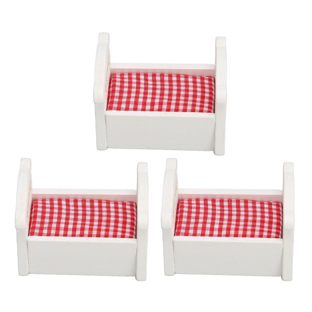 YINKUU Juguetes para niños y niñas de 3 a 6 años Cuna en miniatura Muebles decorativos realistas Modelo de cuna de madera a escala 1/12 1/6 3 piezas