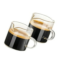 2-Pack Espresso Cups Set High Borosilicate Glass Heat Resistant Double Spout Design For Coffee Milk Froth Smoothies Desserts Easy To Clean Microwave And Dishwasher Safe